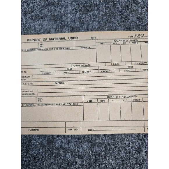 Vintage Railroad Documents Report of Material Used 1953 50s Blank Book Full - Picture 3 of 8